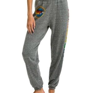 Aviator Nation Gray Joggers with Multicolor Logo